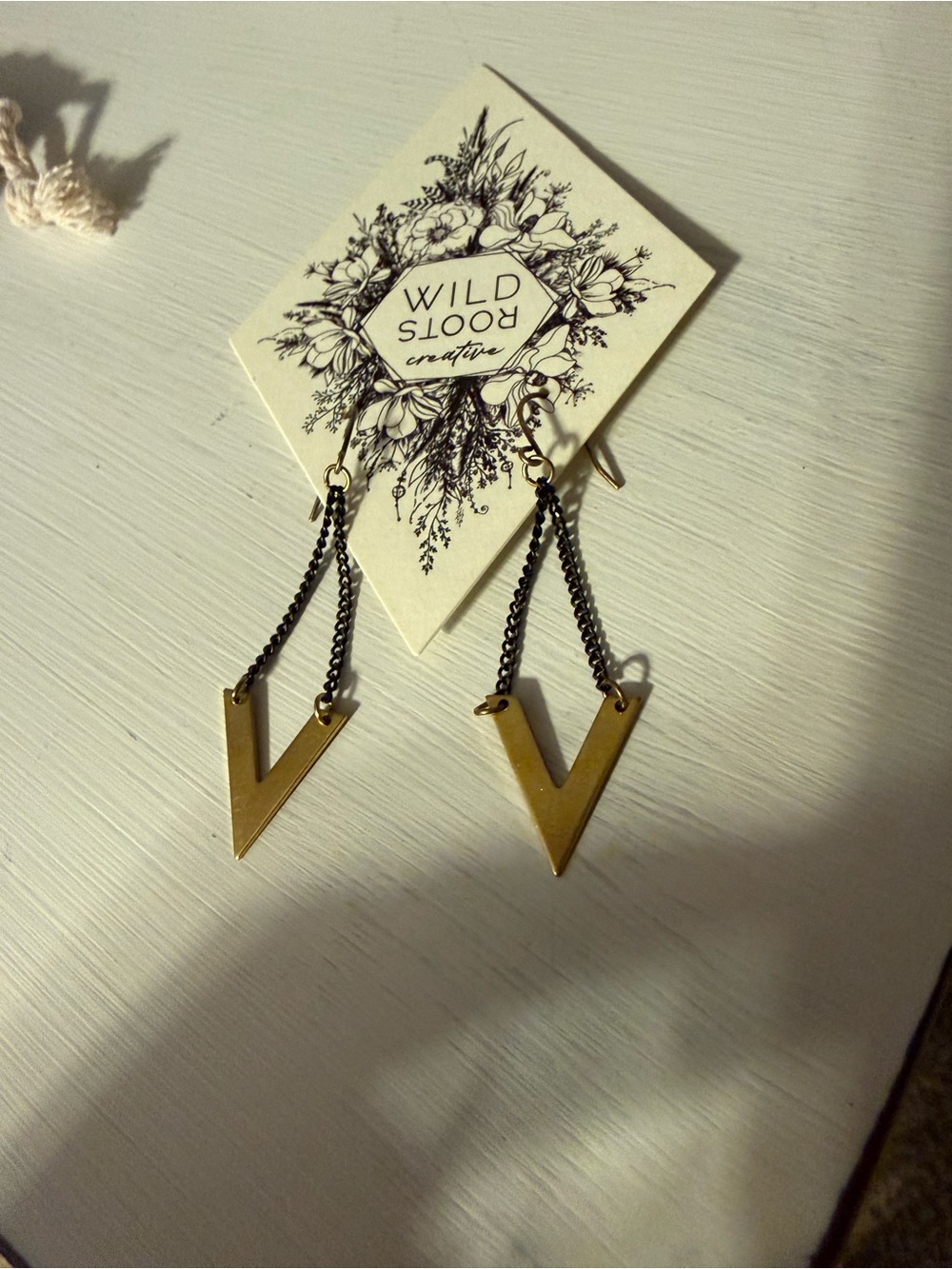Gold V-Shaped Drop Earrings